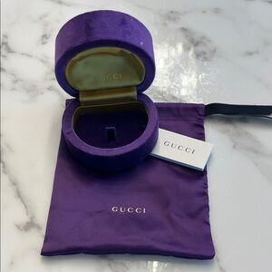 Gucci Purple Velvet Round Jewelry Box with Branded Pouch